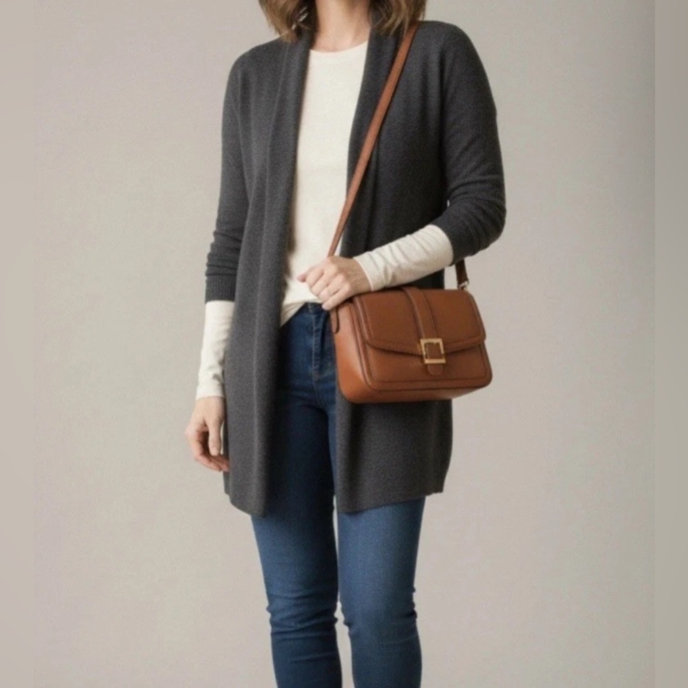 GAP Ultrasoft 100% Wool Open Front Cardigan Gray Size M Classic Minimal Capsule